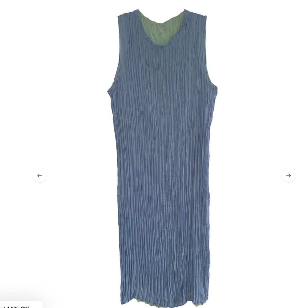 Jaya Pleated Dress- Reversible Blue Green